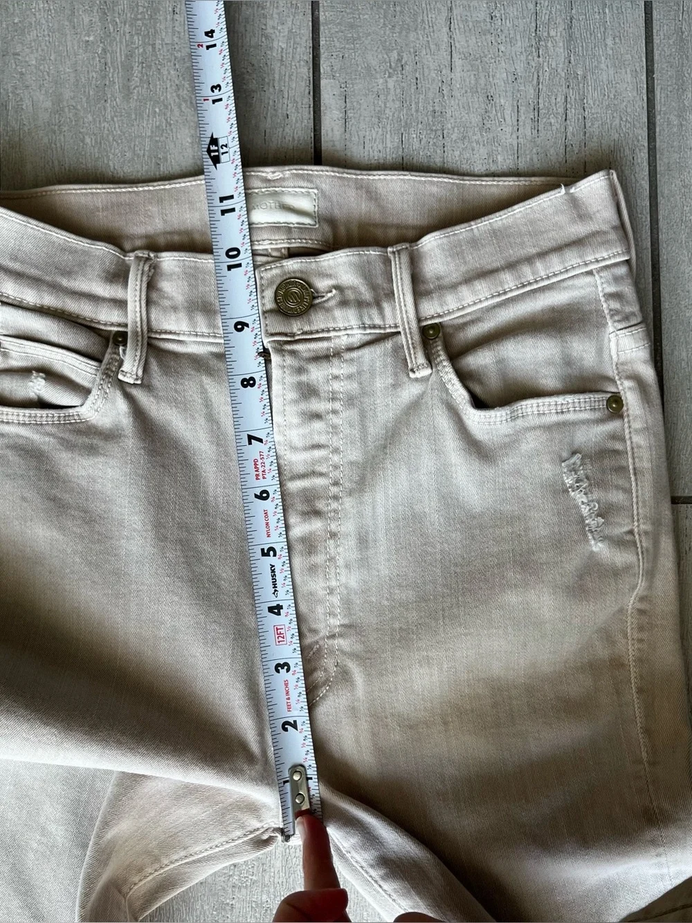 MOTHER Denim Jean Stunner Zip Ankle Step Fray 25 Sexy Just Walked Into Town Sand